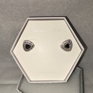 Bomb Party Black and Silver Stud Earrings